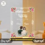 Customized Islamic LED Table Lamp for Muslim Couple | Anniversary, Nikah & Wedding Light, Engagement Wife, Husband Gift's | Qur’an 78:8 | Muslim Home Décor Gift | (6x8 Inch) - Image 4