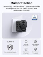 UGREEN Universal Travel Adapter, GaN 65W International Charger with 2 USB-C & 1 USB-A Ports, PD Fast Charging Worldwide Wall Charger Block for Laptop, 3-Pin US/UK/EU/AUS/CN Plug Ground Connection - Image 8
