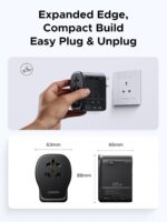UGREEN Universal Travel Adapter, GaN 65W International Charger with 2 USB-C & 1 USB-A Ports, PD Fast Charging Worldwide Wall Charger Block for Laptop, 3-Pin US/UK/EU/AUS/CN Plug Ground Connection - Image 9