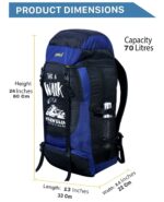 ZERUS Unisex Travel Backpack for Hiking Trekking Bag Camping Rucksack Waterproof Travelling Bag With Shoe Compartment (Black & Blue) - Image 5