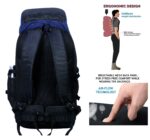 ZERUS Unisex Travel Backpack for Hiking Trekking Bag Camping Rucksack Waterproof Travelling Bag With Shoe Compartment (Black & Blue) - Image 8