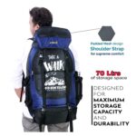 ZERUS Unisex Travel Backpack for Hiking Trekking Bag Camping Rucksack Waterproof Travelling Bag With Shoe Compartment (Black & Blue) - Image 9