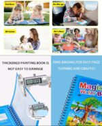 Water Marker Magic Book for Kids Reusable Coloring Book with Water Pen Mess-Free Cartoon Drawing & Educational Activity Pad Quick Dry Magic Painting for Boys & Girls - Image 7