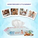 Baby Wet Wipes for Newborns | 99% Purified Water, Alcohol-Free Wipes with Almond Oil & Shea Butter | Gentle Moisturizing Baby Wipes for Sensitive Skin | Pack Of 2 X 60 Count - Image 7