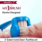 My1brush-3 Sided Toothbrush | Cleans 3 Surfaces at Once | Faster & Deeper Cleaning | Ultra Soft Bristles toothbrush for Sensitive Teeth & Gums | Dentist Recommended Oral Care Brush | Last for 1 Year | BPA Free | Blue - Image 4