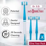 My1brush-3 Sided Toothbrush | Cleans 3 Surfaces at Once | Faster & Deeper Cleaning | Ultra Soft Bristles toothbrush for Sensitive Teeth & Gums | Dentist Recommended Oral Care Brush | Last for 1 Year | BPA Free | Blue - Image 5