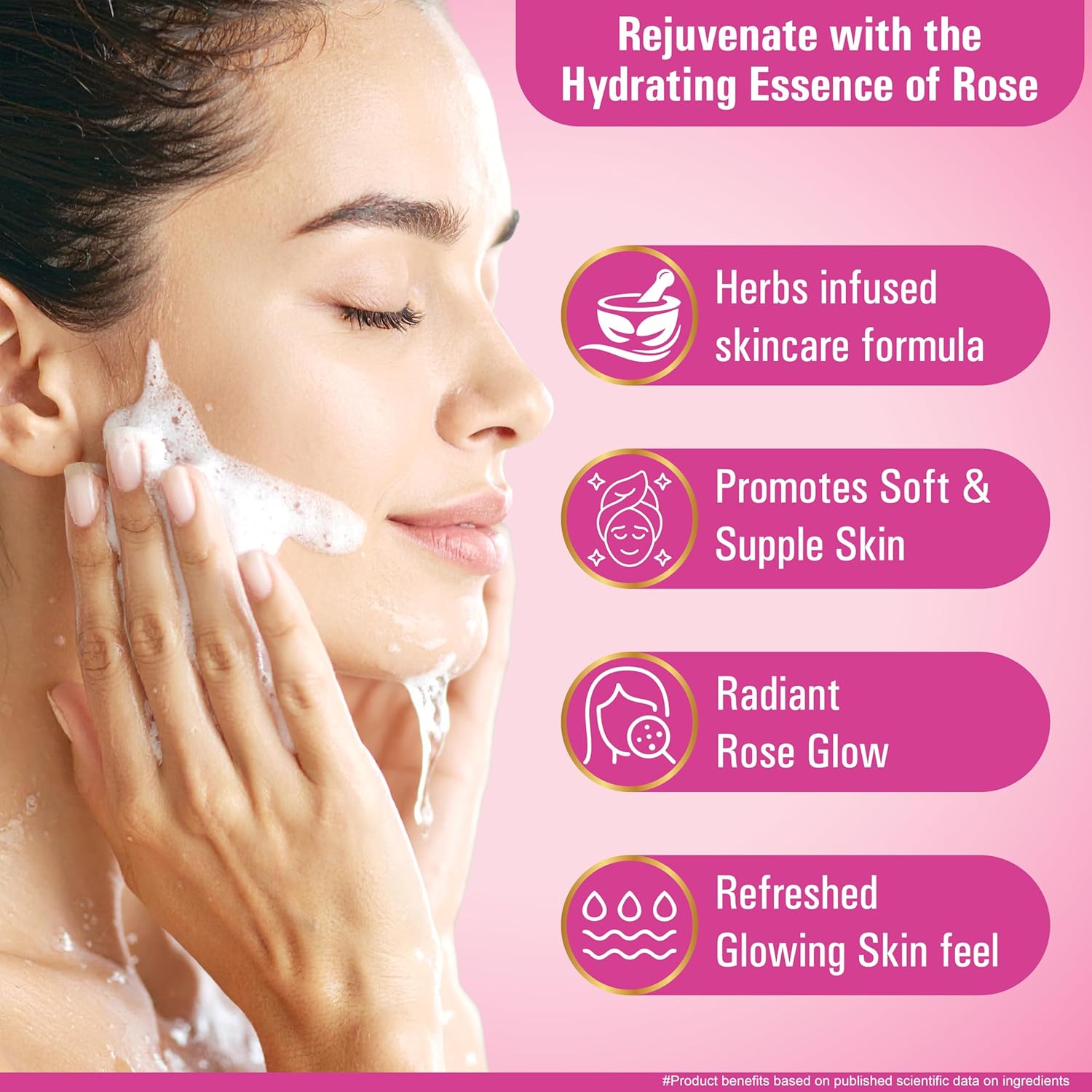 Multani Naturals Rosewater Soap Bar For Bath (125 Gm - Pack Of 3) I Paraben Free | Clinically Tested | Herbal Soap Bar with Rose Water & Glycerin | Helps Sooth & Calm Irritated Skin, Hydrate & Softens Skin | For All Skin Types | Soap For Men & Women - Image 5