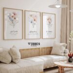 VIBBES Floral Quranic Verses Framed Wall Art, Set of 3, Islamic Bedroom Decor Wall Art (Medium - 14x10 Inches, White) - Image 7