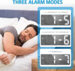 KRESHU LED Mirror Acrylonitrile Butadiene Styrene Digital Alarm Clock Electronic Temperature Display with 3 Ways Adjustable Brightness 12/24H Clock 6.5 Inch, Power Saving Function(White, 1-Pcs) - Image 3