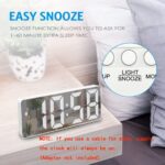 KRESHU LED Mirror Acrylonitrile Butadiene Styrene Digital Alarm Clock Electronic Temperature Display with 3 Ways Adjustable Brightness 12/24H Clock 6.5 Inch, Power Saving Function(White, 1-Pcs) - Image 4