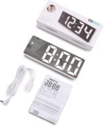 KRESHU LED Mirror Acrylonitrile Butadiene Styrene Digital Alarm Clock Electronic Temperature Display with 3 Ways Adjustable Brightness 12/24H Clock 6.5 Inch, Power Saving Function(White, 1-Pcs) - Image 6