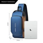 TS WITH TECHSUN Waterproof Polyester Slim Unisex Crossbody Sling Bag Chest Backpack Men's Shoulder Bag, Leisure Travel Handbag, Hard Shell Anti-Theft Chest Bag - Image 3