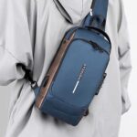 TS WITH TECHSUN Waterproof Polyester Slim Unisex Crossbody Sling Bag Chest Backpack Men's Shoulder Bag, Leisure Travel Handbag, Hard Shell Anti-Theft Chest Bag - Image 4