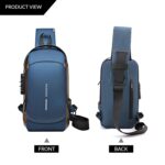 TS WITH TECHSUN Waterproof Polyester Slim Unisex Crossbody Sling Bag Chest Backpack Men's Shoulder Bag, Leisure Travel Handbag, Hard Shell Anti-Theft Chest Bag - Image 5