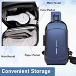 TS WITH TECHSUN Waterproof Polyester Slim Unisex Crossbody Sling Bag Chest Backpack Men's Shoulder Bag, Leisure Travel Handbag, Hard Shell Anti-Theft Chest Bag - Image 8
