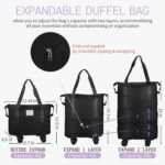 Wheel Bags for Travel Luggage Carry on Duffel Bag, Expandable Foldable Luggage Bag, Dry and Wet Separation Rolling Bag, Travel Totes for Women & Men (1Pcs)(Black)-JE - Image 3