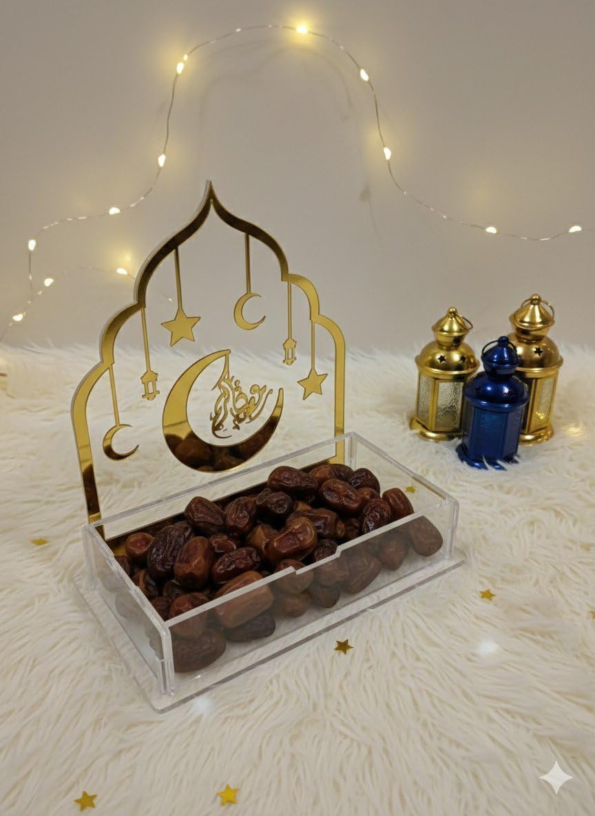Eid Mubarak Transparent Multipurpose Box with Ramadan Mubarak & Eid Mubarak Backstand for Ramadan & Eid Decorations, Gifting, Home Decor, (2 in 1) , Size 20*15*8 cm | 1 Box with 2 Backstands - Image 3