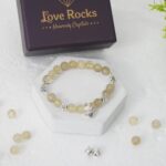 LoveRocks Gift Set for Your Loved One's with Evil Eye Keychain, Glass Candle Jar with Sandwax, Golden Rutile Bracelet and Tumbled Crystal Stone - Image 4