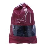 Kuber Industries Parachute Shoe Bag|Water Resistant & Dust Proof Drawstring Organizer|Shoe Storage Bag for Home, Travelling, Pack of 6 (Maroon) - Image 3