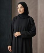Women Premium Firdous Fabric Abaya Burqa with Black Embroidered Sleeve Cuff | Designer Modest Wear | Classic Fit | Long Sleeves | Without Dupatta - Image 3