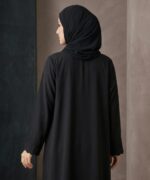 Women Premium Firdous Fabric Abaya Burqa with Black Embroidered Sleeve Cuff | Designer Modest Wear | Classic Fit | Long Sleeves | Without Dupatta - Image 4