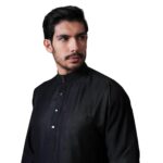 mashroo Oz Premium Striped Black Saudi Thobe Jubba for Men - Image 3