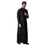 mashroo Oz Premium Striped Black Saudi Thobe Jubba for Men - Image 4