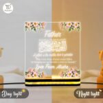 Islamic Personalized Father Gift Lamp | Acrylic LED Night Light with Jannah Quote | Custom Name | USB Warm Light Table Decor for Muslim Dad (5.5x5.5 Inch) - Image 5