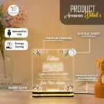Islamic Personalized Father Gift Lamp | Acrylic LED Night Light with Jannah Quote | Custom Name | USB Warm Light Table Decor for Muslim Dad (5.5x5.5 Inch) - Image 6
