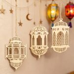 Ramadan Eid Wooden Lantern Hanging Wall Decor Banners & Flags Islamic Festive Home Decoration Size 7.87 x 4.64 Inches Set of 3 Ready-to-Hang American Elm - Image 4