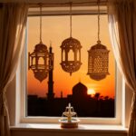 Ramadan Eid Wooden Lantern Hanging Wall Decor Banners & Flags Islamic Festive Home Decoration Size 7.87 x 4.64 Inches Set of 3 Ready-to-Hang American Elm - Image 5