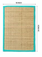Aasan mat | Korai Mat | Natural Nool Aasan Grass Sitting Mat | Handwoven Floor Prayer | Meditation Mat | Size 18 x 24 Inch (Light Blue) - Image 3