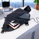Sling Crossbody Bag for Men Women, Mini Waterproof Backpack Shoulder Daypack Anti-Theft Cross Body Chest Bags With USB Charger Port for Casual Travel Hiking Outdoor Sports - Image 3