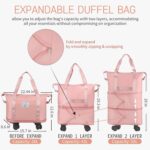 HAKKU 2 Layer Expandable Duffle Bags/68cm Nylon Convertible Travel Luggage with Wheels/Waterproof Traveling Bag for Clothes and Extendable Duffle Luggages for Men and Women (2 Layer With Wheel, Peach) - Image 3