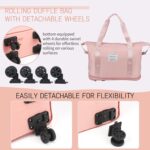 HAKKU 2 Layer Expandable Duffle Bags/68cm Nylon Convertible Travel Luggage with Wheels/Waterproof Traveling Bag for Clothes and Extendable Duffle Luggages for Men and Women (2 Layer With Wheel, Peach) - Image 4