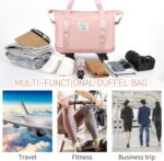 HAKKU 2 Layer Expandable Duffle Bags/68cm Nylon Convertible Travel Luggage with Wheels/Waterproof Traveling Bag for Clothes and Extendable Duffle Luggages for Men and Women (2 Layer With Wheel, Peach) - Image 6