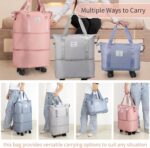 HAKKU 2 Layer Expandable Duffle Bags/68cm Nylon Convertible Travel Luggage with Wheels/Waterproof Traveling Bag for Clothes and Extendable Duffle Luggages for Men and Women (2 Layer With Wheel, Peach) - Image 7