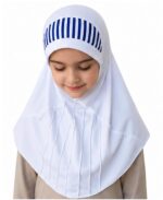 Mehar Hijab Kids School Uniform Teps Hijab with Striped Front Design|Stretch Fabric Modest Hijab for Kids - Image 3