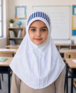 Mehar Hijab Kids School Uniform Teps Hijab with Striped Front Design|Stretch Fabric Modest Hijab for Kids - Image 6