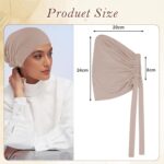 TecoKart® Soft Adjustable Tie Head Scarf for Women – Breathable Comfort Hijab Cap – Lightweight Stretchable Head Cap for Travel & All-Season Styling (Khaki) - Image 3