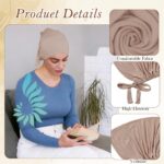 TecoKart® Soft Adjustable Tie Head Scarf for Women – Breathable Comfort Hijab Cap – Lightweight Stretchable Head Cap for Travel & All-Season Styling (Khaki) - Image 4