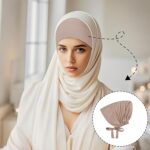 TecoKart® Soft Adjustable Tie Head Scarf for Women – Breathable Comfort Hijab Cap – Lightweight Stretchable Head Cap for Travel & All-Season Styling (Khaki) - Image 6