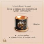 Dukhni Brass Tree Of Life Bakhoor Burner | Smokeless Burner With Candle For Ramadan & Eid |Relax With Home Aromatherapy For Stress Relief, Home Fragrance, Islamic Gift | Bakhoor Dani - Image 3