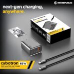 Nu Republic Cybotron 65W GaN Superfast Wall Charger with Type-C to Type-C Cable, 65W Output Compatible with MacBook & Type-C Laptop Charging, iPhone, Samsung, OnePlus, Nothing (Grey) - Image 5