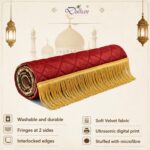 42 x 36 Inch Digital Print Velvet janamaz | Washable Prayer Mat | Maroon Multipurpose Soft Prayer Rug/Aasan for Daily Salah, Janimaz Namaz, Comfortable & Durable for Daily Use - Pack of 1 - Image 6