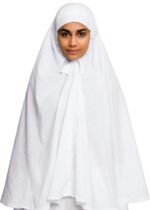 RBLISS CG Women's Pure Cotton Cloth White Eharam/Ahram/Ihram for Hajj or Umrah | Solid Breathable Abaya with Hijab | White | Free Size - Image 3