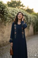 Burqa for women made embroidery design jacket pattern chest is 44 inches and it is 56 inches long suitable up to 65kg body weight. (MZ 620 embroidery Blue) - Image 4