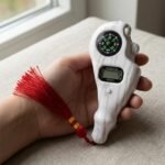 Digital Finger Counter with Compass and Red Tassel Handheld Tally Counter for Jaap, Meditation, and Chanting Digital Mala and Tasbeeh Counter with LCD Display and Reset Button - White Marble Finish - Image 3