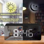 USB Powered Digital Alarm Table Clock for Students,Home,Office,Bedside Smart Timepiece for Heavy Sleepers, Automatic Sensor,Time,Date &Temperature,Clock for Bedroom (miror Clock) - Image 7