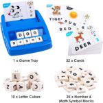2 in 1 Word Builder Educational Matching Game for Kids | Picture & Word Learning Toy with 32 Double-Sided Cards, Letter Cubes, Number & Symbol Blocks | Early Learning Educational Toy - Image 6